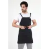 Barista Askılı Önlük Çift Cepli - Füme