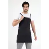 Barista Askılı Önlük Çift Cepli - Füme