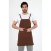 Barista Askılı Önlük Çift Cepli - Kahve