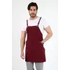 Barista Askılı Önlük Kanguru Cepli - Bordo