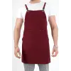 Barista Askılı Önlük Kanguru Cepli - Bordo