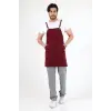 Barista Askılı Önlük Kanguru Cepli - Bordo