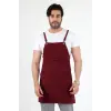 Barista Askılı Önlük Kanguru Cepli - Bordo