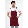 Barista Askılı Önlük Kanguru Cepli - Bordo