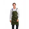 Barista Askılı Önlük Kanguru Cepli Deri Kemerli - Yeşil