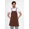 Barista Askılı Önlük Kanguru Cepli - Kahve