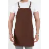 Barista Askılı Önlük Kanguru Cepli - Kahve