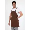 Barista Askılı Önlük Kanguru Cepli - Kahve