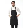 Barista Askılı Önlük Kanguru Cepli - Siyah