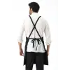 Barista Askılı Önlük Kanguru Cepli - Siyah