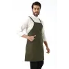 Barista Askılı Önlük Kanguru Cepli - Yeşil