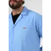 Doktor Öğretmen Erkek Önlük Ara Boy Ceket Yaka - 31 Açık Mavi