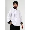Erkek Aşçı Ceket 01 - Beyaz Siyah Biye