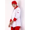 Kadın Aşçı Ceket 01 - Beyaz-kırmızı Biye