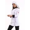 Kadın Aşçı Ceket 01 - Beyaz Siyah Biye