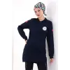 Paramedik Yakalı Tunik Nakışlı - Lacivert