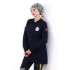Paramedik Yakalı Tunik Nakışlı - Lacivert