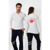 Paramedik Yakalı Unisex Tshirt Uzun Kol - Beyaz