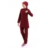 Soft Likralı Tesettür Forma Takım İki Çıtçıt - 6407 Bordo Soft