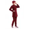 Soft Likralı Tesettür Forma Takım İki Çıtçıt - 6407 Bordo Soft