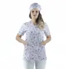 Zarf Yaka Desenli Üst - 4104 Lila Diş