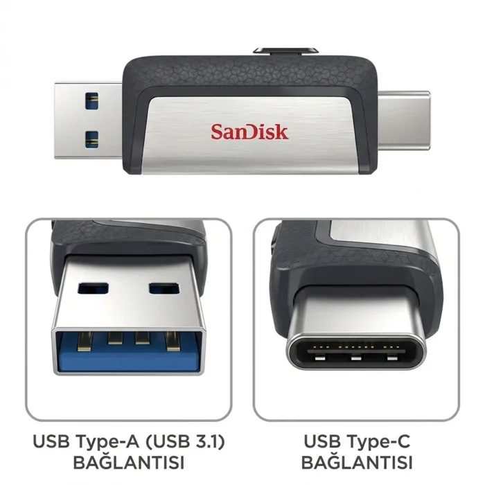 Sandisk SDDDC2-256G-G46 USB 256GB Ultra Dual Drive Type-C 3.1 Flash Bellek