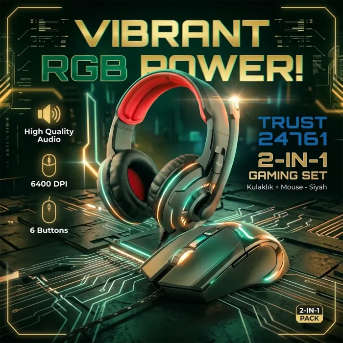 Trust 24761 2in1 Siyah Gaming Kulaklık ve Mouse Set