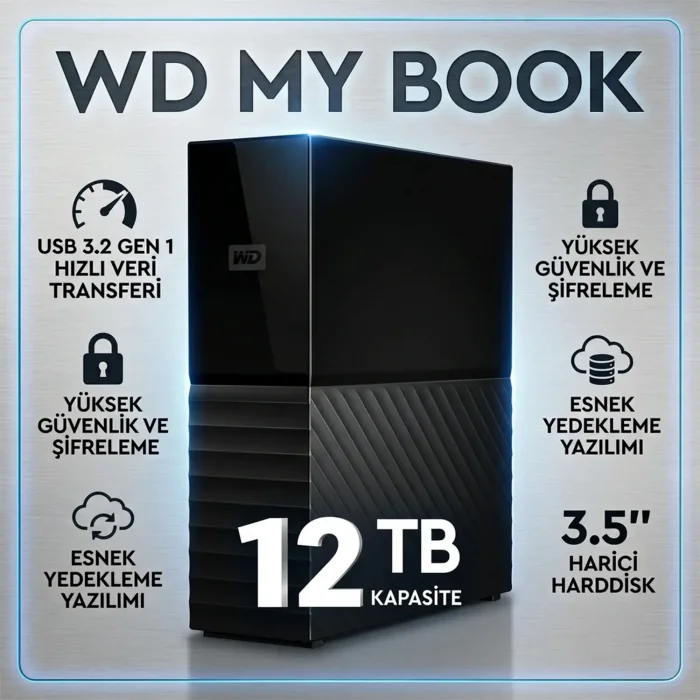 Western Digital My Book WDBBGB0120HBK USB 3.2 3.5 12 TB Harici Harddisk