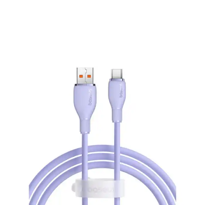 Baseus Pudding Hızlı Şarj Özellikli USB Type-C 100W Kablo 1.2M Mor P10355703511-00