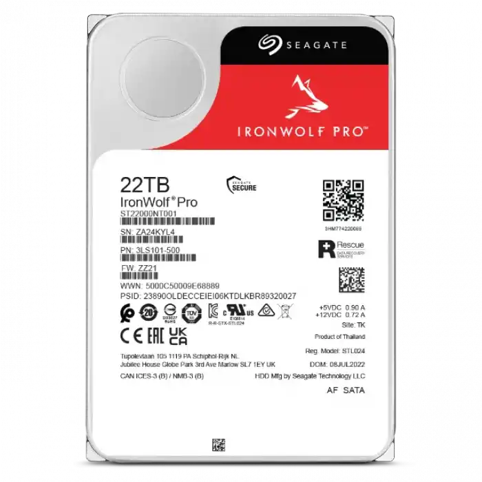 22TB SEAGATE IRONWOLF 7200 512M NAS ST22000NT001