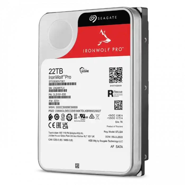 22TB SEAGATE IRONWOLF 7200 512M NAS ST22000NT001