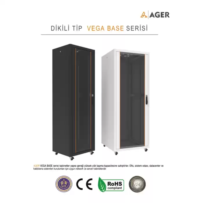 AGER Vega Base 26U W=800mm D=1000mm 19 Dikili Tip Kabinet