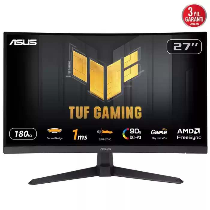 ASUS VG27VQ3B TUF GAMING 27 Curved (Kavisli) 1ms 180Hz 1920x1080 FullHD 2x HDMI 1xDP Multimedya (Vesa) ELMB SYNC, FreeS