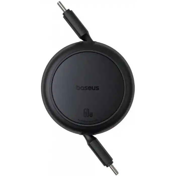 Baseus Free2Pull Mini Şarj Kablosu USB-C to USB-C 60W 1m - Siyah