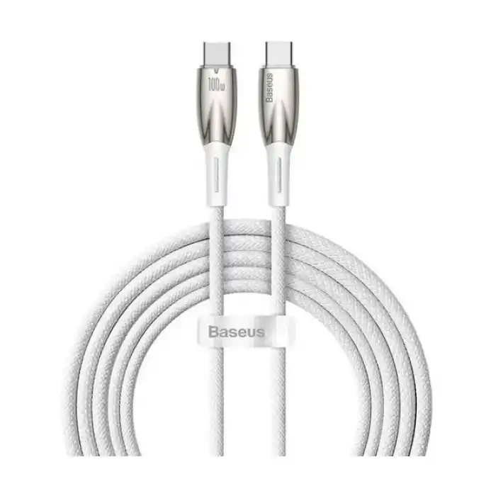 Baseus Glimmer Serisi Type-C den Type-C ye 100W  2m Kablo-Beyaz