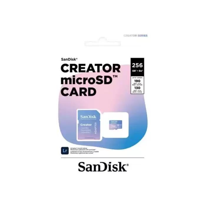 Creator 256GB 190/130MB/s microSDXC UHS-I A2 V30 Adaptörlü Hafıza Kartı SDSQXAV-256G-IN6MS