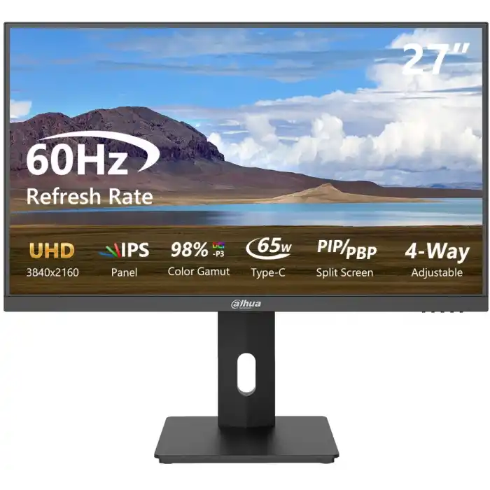 DAHUA LM27-U401A 27 LED IPS 5ms 60Hz 3840x2160 UHD 4K HDMI DP TYPE-C USB (Vesa) Pivot Siyah Monitör