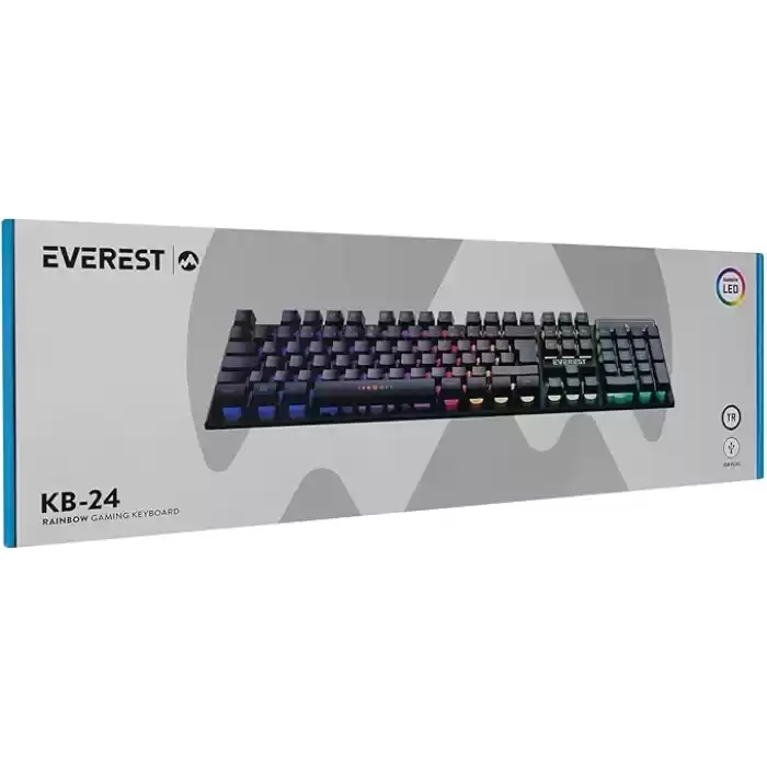 Everest KB-24 Siyah Rainbow Q Membrane Oyuncu Klavyesi