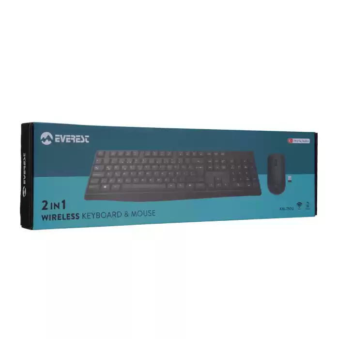 EVEREST KM-7500 Q Türkçe Kablosuz Multimedya Siyah Klavye+ Mouse