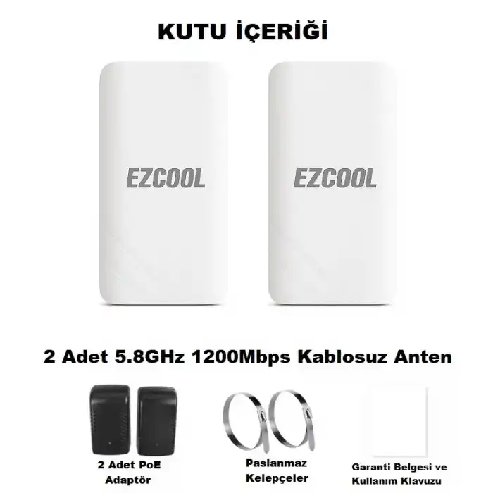 EZCOOL EZ-W580AN DIŞ ORTAM (5.8GHz 1200Mbps 1KM) ACCESS POİNT