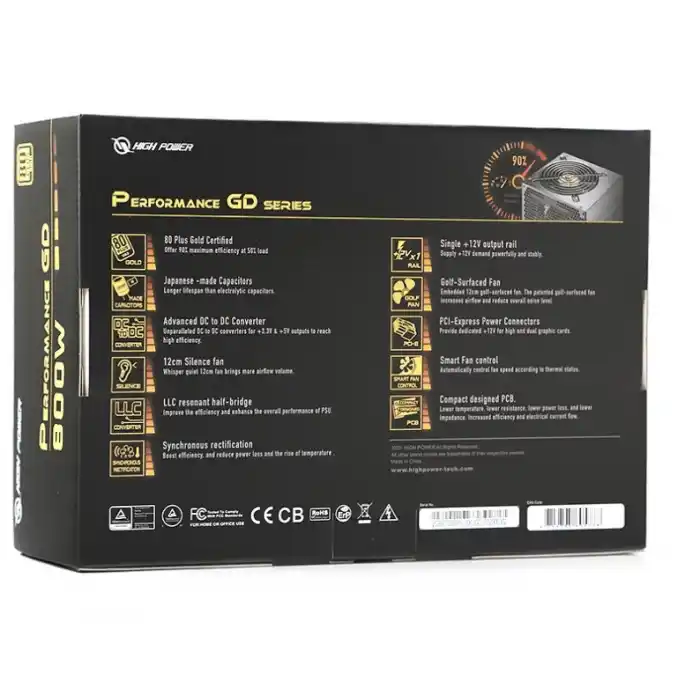 HIGH POWER HP1-J800GD-F12S 800W 80+ Gold Siyah 12cm Fanlı Power Supply