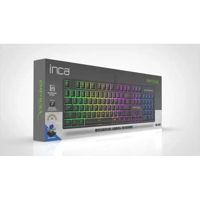 INCA IKG-440T Türkçe USB Empousa Blue Switch Mekanik Siyah Oyuncu Klavye