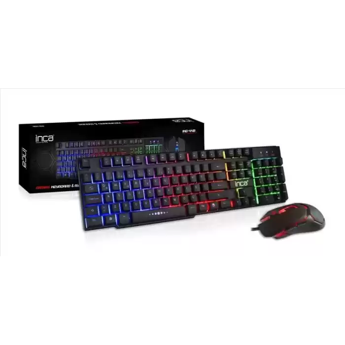 INCA IKG-448 Q Türkçe USB Siyah RAINBOW EFECT MEKANİK HİSLİ Klavye+ Mouse