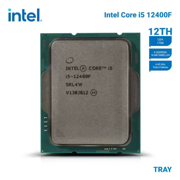 INTEL Alder Lake i5-12400F TRAY 2.50Ghz/4.40Ghz 18MB LGA1700 6C VGAsız Fansız