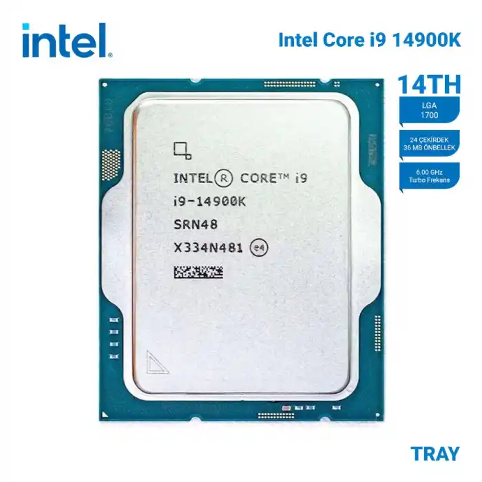 INTEL Raptor Lake i9-14900K Tray 3,2GHz VGAlı, Fansız 24 Cores 36MB 1700p