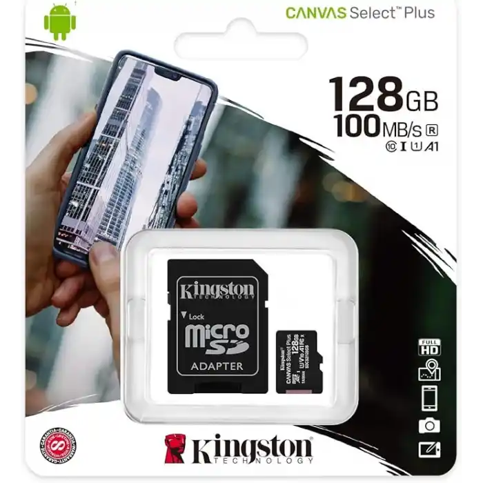 KINGSTON 128GB Class10 UHS-I SDXC Canvas Select Plus microSD Hafıza