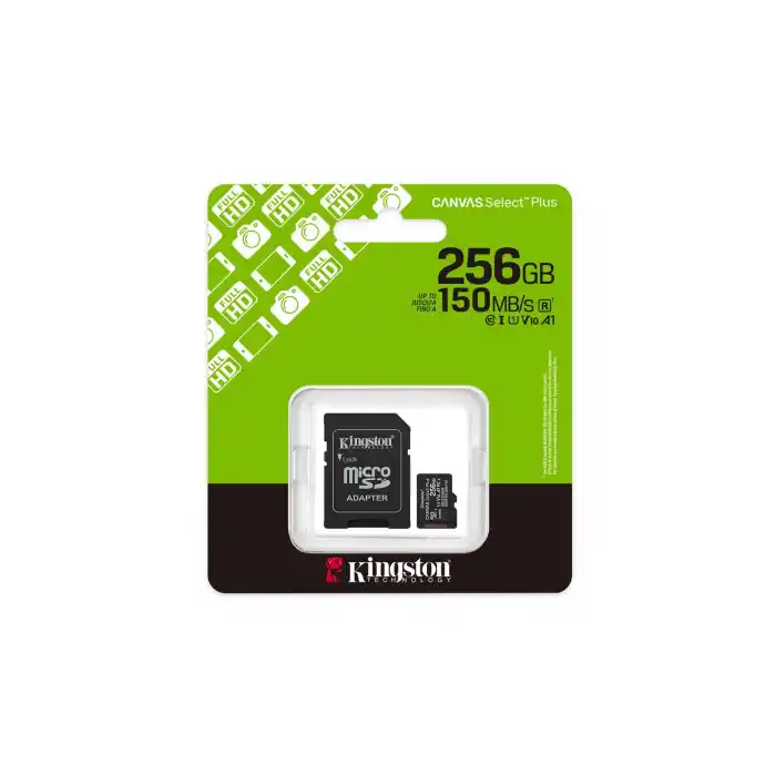 KINGSTON 256GB Canvas Select Plus Gen3 MicroSDXC UHS-I 150MB/S CL10 Card + Adapt