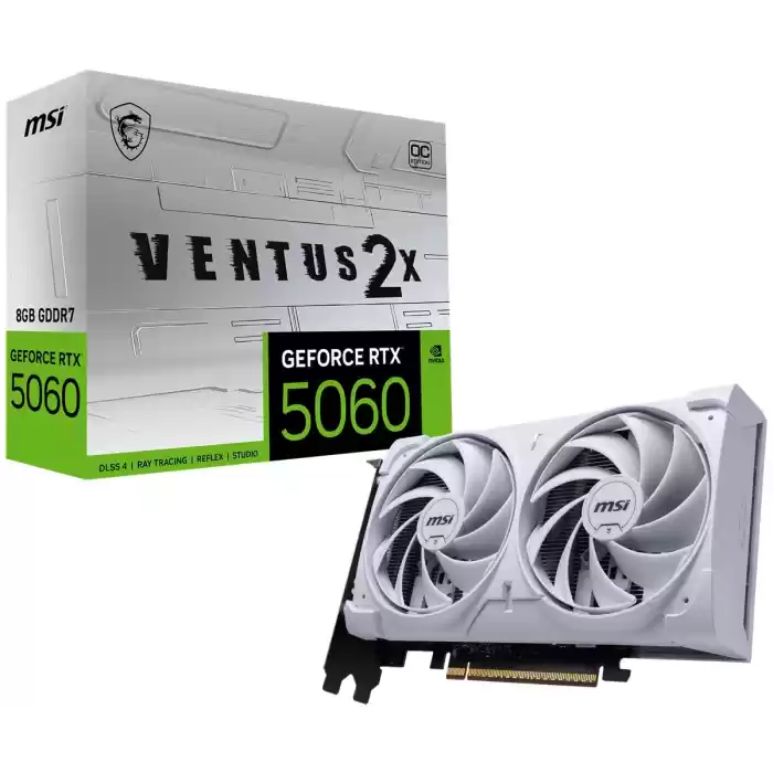 MSI GEFORCE RTX 5060 8G VENTUS 2X OC WHITE GDDR7 128B DX12 PCIE 5.0 X16 (3XDP 1XHDMI)