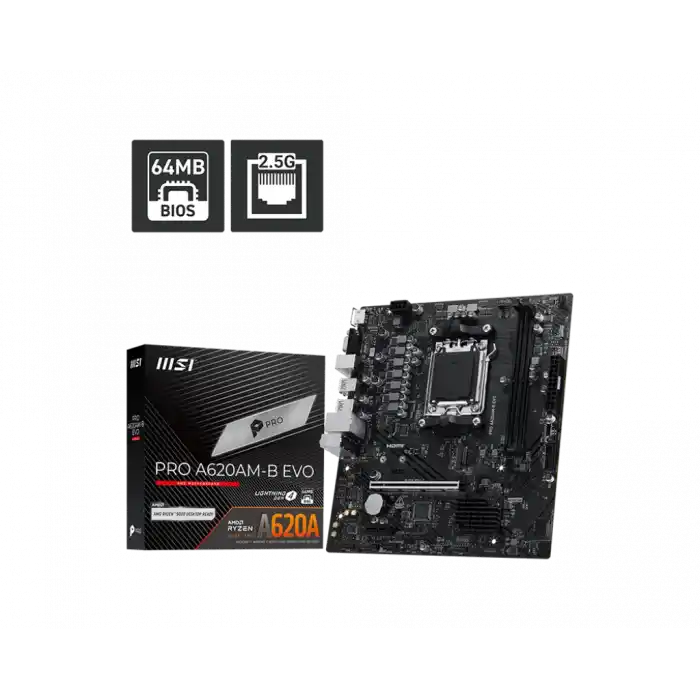 MSI PRO A620AM-B EVO AM5 DDR5 6800(OC) ANAKART