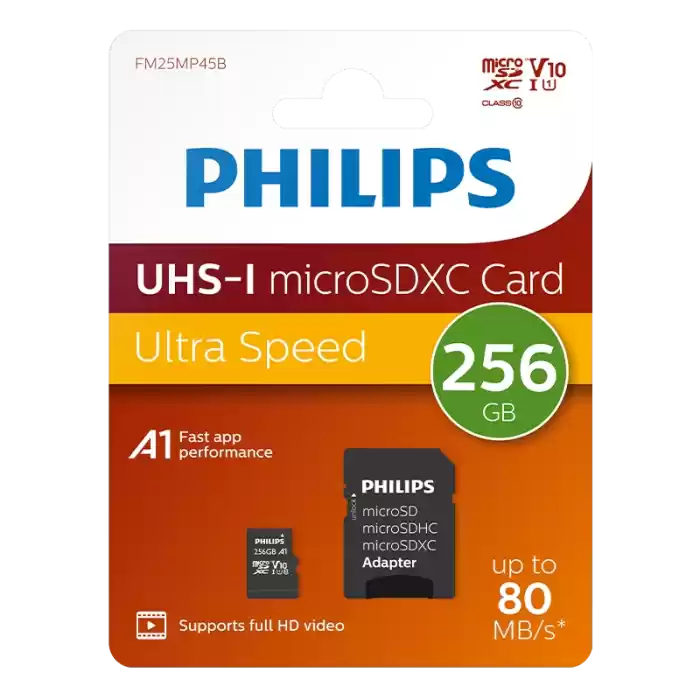 PHILIPS 256GB MICRO SDXC 80 MB/S C10 FM25MP45B/00
